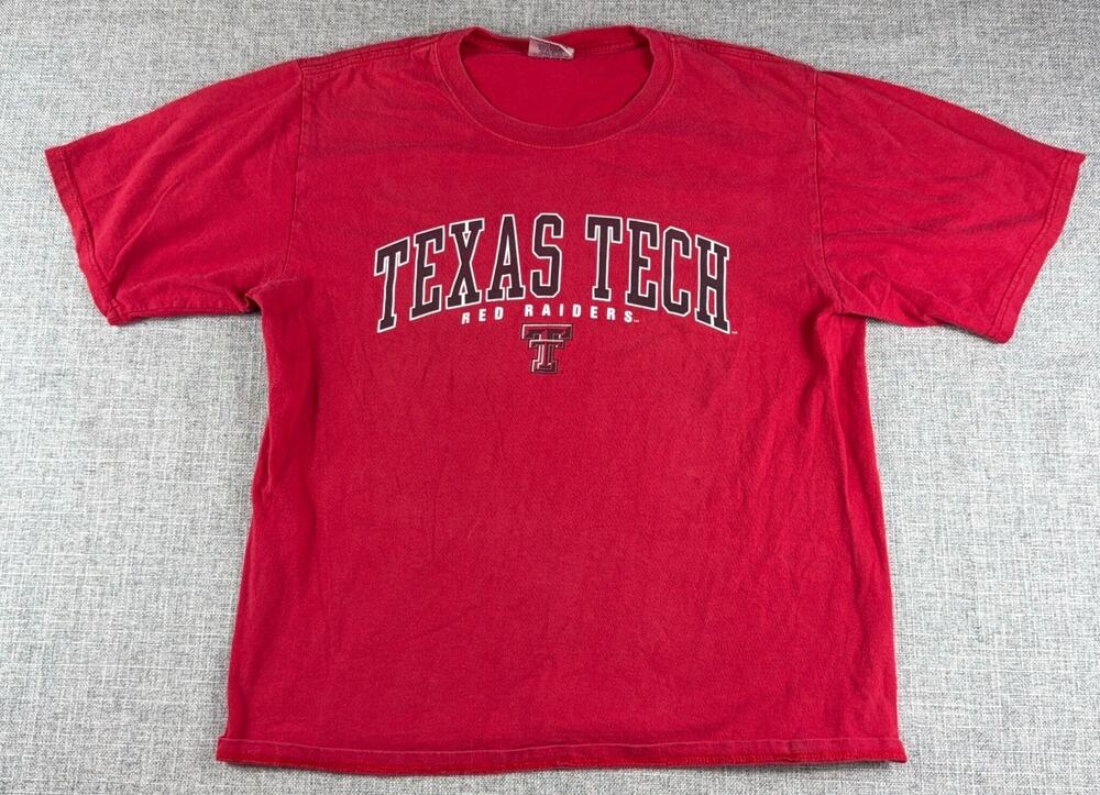 Texas Tech Red Raiders Soffe 2000s T Shirt Mens M Red NCAA Distressed Y2K
